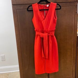 Red pencil dress with belt